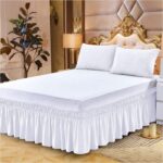 Valance Sheet Double Polycotton Non-Iron Plain Dyed Luxury Bedding Double Bed Valance Sheets -135 X 190 + 25 cm + Frill 40 cm