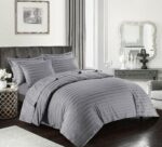400 Thread Count Satin Stripe set In Original 400 Thread Count 100% Egyptian Cotton Hotel Quality Bedding Bed Set Quilt Cover - Image 2