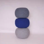 Handmade Ottoman Large Knitted Pouffe Footstool - 100% Cotton Chunky Knitted Round Pouffes For Living Room - Suitable For Resting Feet, Occasional Seating & Decor (Charcoal) - Image 2