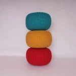 Handmade Ottoman Large Knitted Pouffe Footstool - 100% Cotton Chunky Knitted Round Pouffes For Living Room - Suitable For Resting Feet, Occasional Seating & Decor (Charcoal) - Image 3