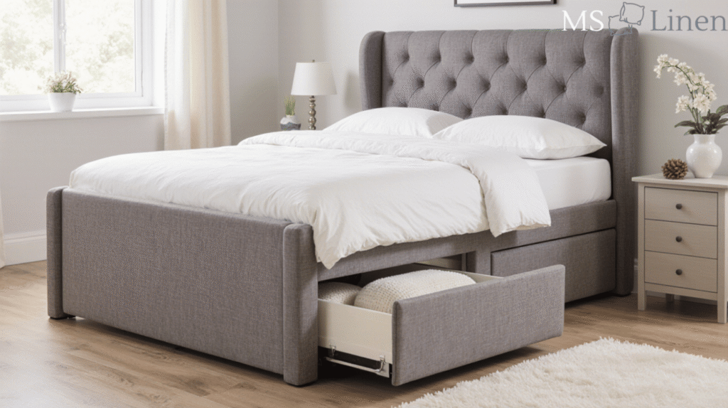 High Footboard Double Storage Bed