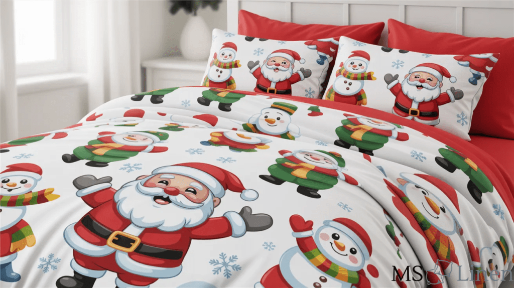 Kids Santa & Snowman Print