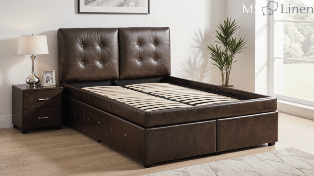 Leather Effect Double Storage Bed