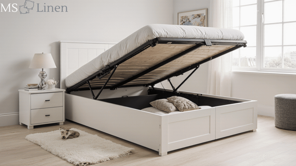 Lift-Up Panel Double Storage Bed