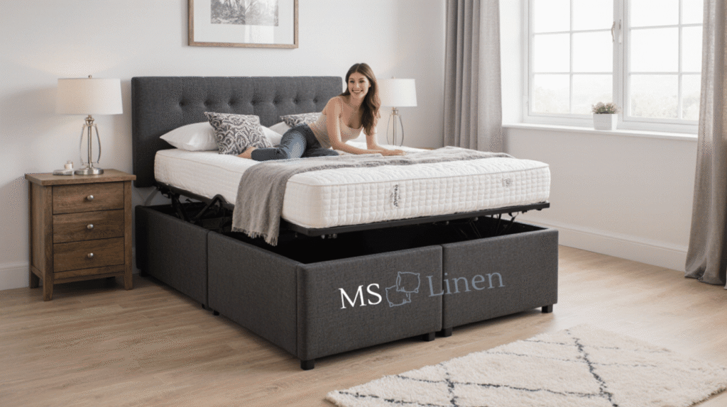 Ottoman Gas Lift Double Bed – Deep Storage